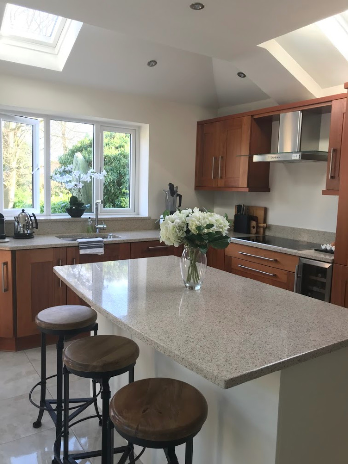 Singe storey extension adding light to a family kitchen 