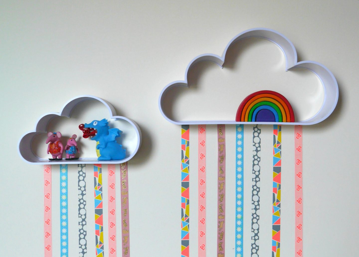 Cloud shelves- how to make DIY washi tape rain cloud shelves - easy kid's room DIY - indoor activities at home