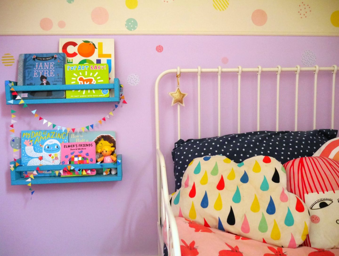 Colourful children's bedrooms - IKEA spice rack bookshelves