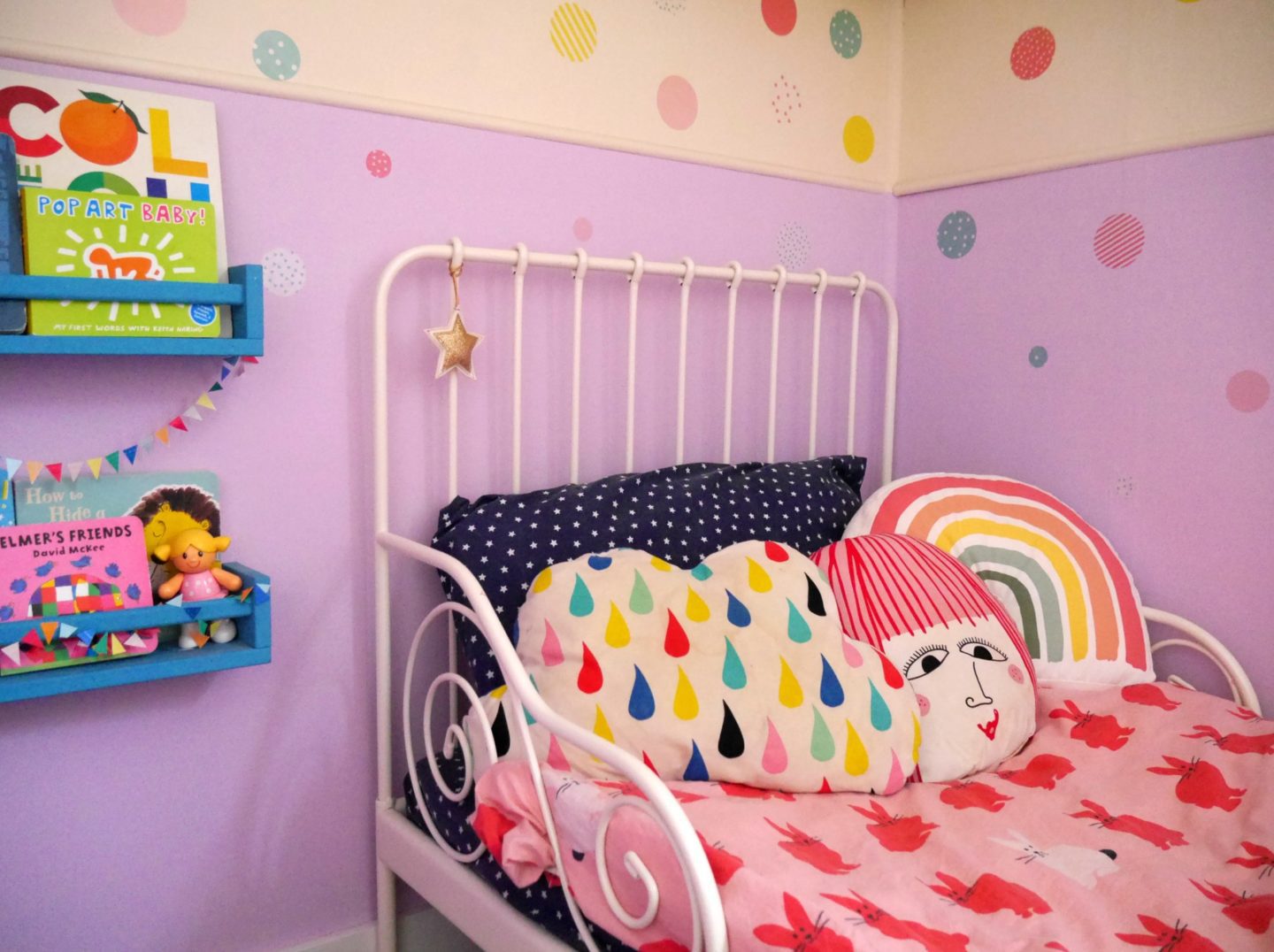 How to add colour to your family home with Crown Paint - Lavender Cupcake wall