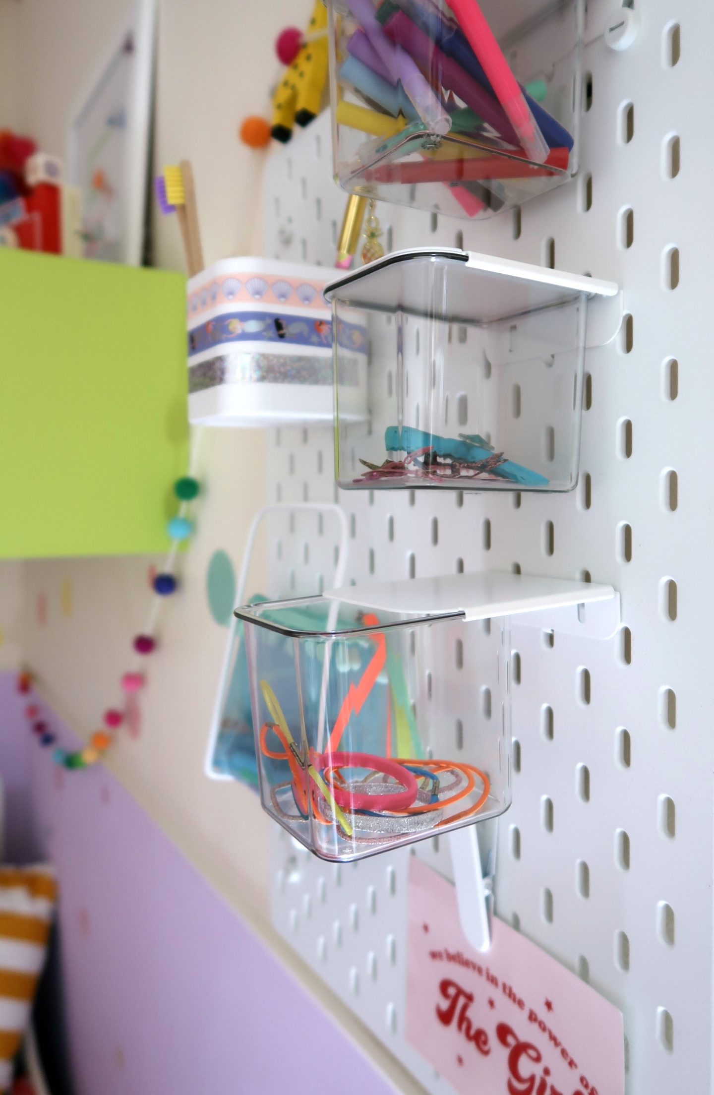 IKEA Skadis pegboard close up - IKEA school run hacks