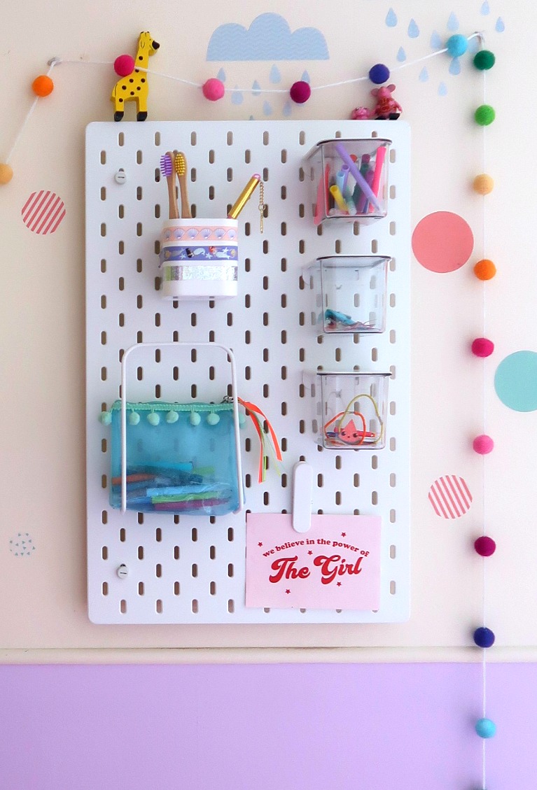 IKEA SKADIS pegboard close-up - IKEA hacks for the school run