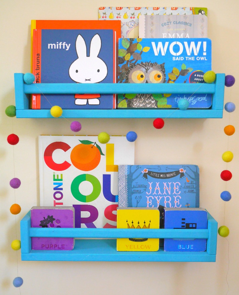 IKEA hack spice rack bookshelves for kids, and how to make an easy felt ball garland