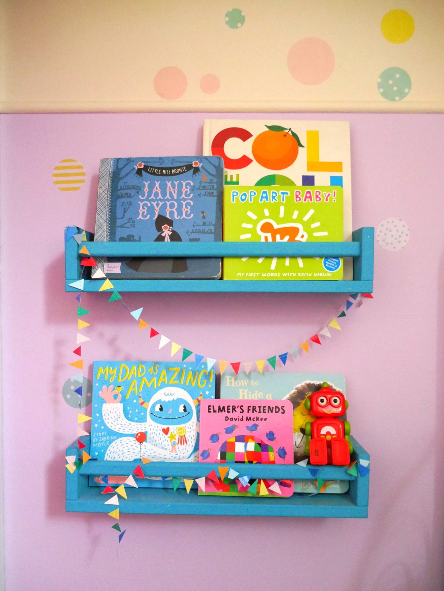 IKEA spice rack bookshelves and painted rooms - children's rooms