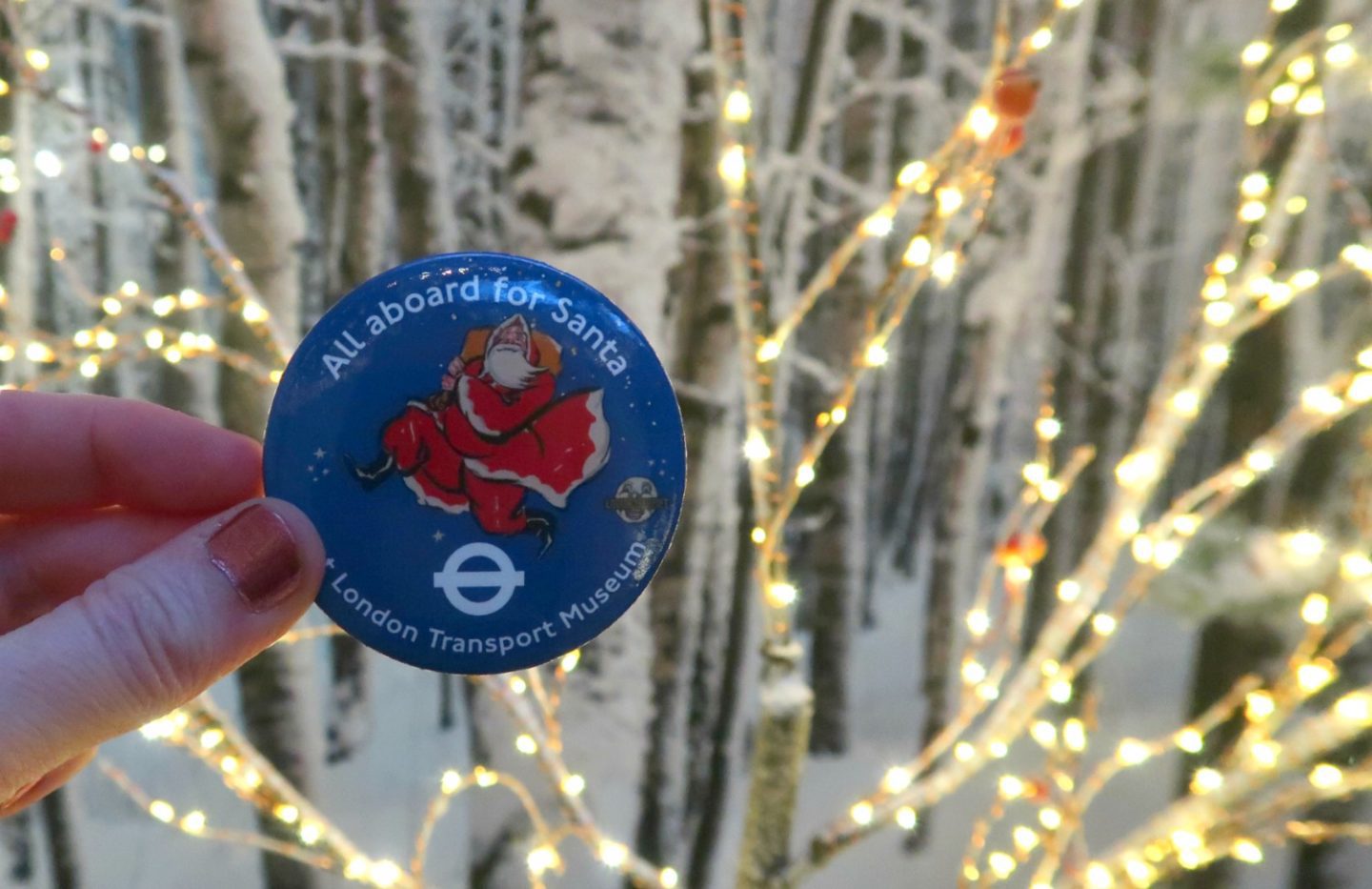 Santa at London Transport museum - vintage Santa badge