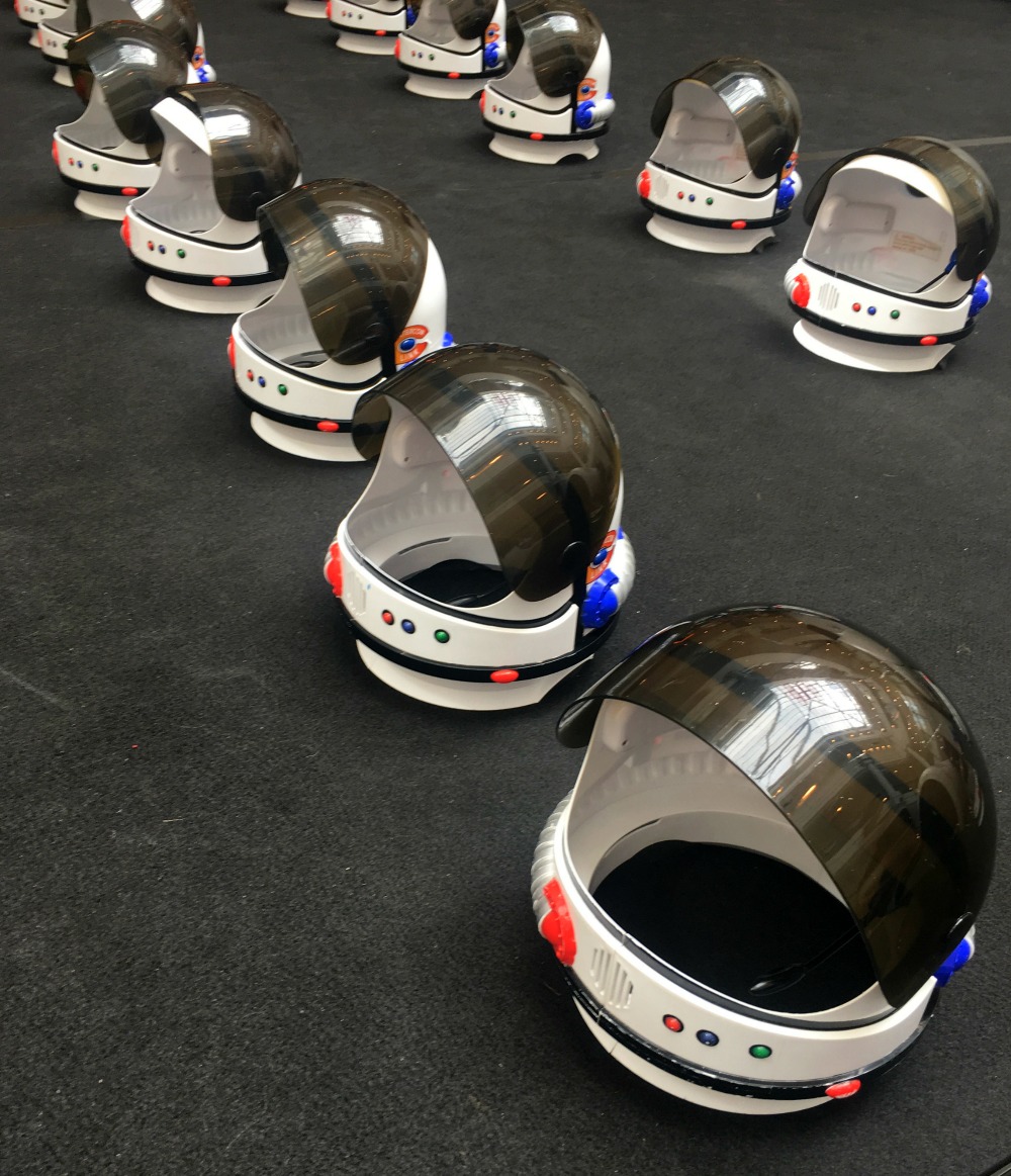 Ways to waste time this summer - Space helmets at The Glades, Bromley for the kids in space exhibition 
