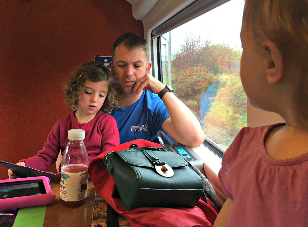 Stress-free train travel with small children - get a table, take books